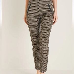 Chicos Pull-on Streight Leg  Geometric Print PANTS Black/Tan/White Size 8